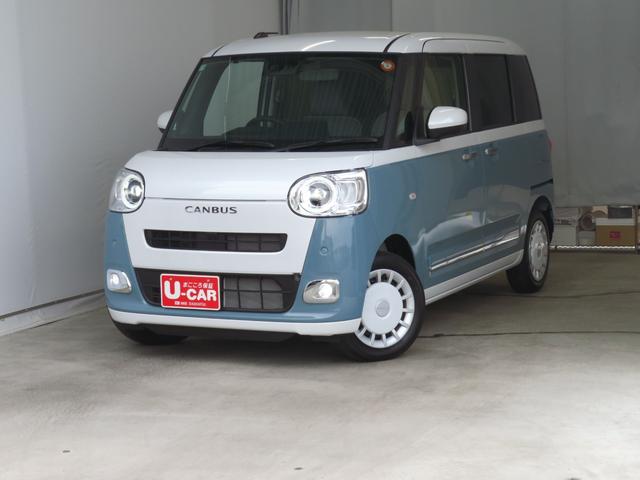 ムーヴキャンバスストライプスＧ　バックカメラ　オートエアコン　１年間無料保証電動パーキングブレーキ　ＢＴ接続　元ディーラー試乗車　地デジ　純正９型ディスプレイオーディオ　運転席・助手席シートヒーター　コーナーセンサー　キーフリー　両側パワースライドドア　ＨＤＭＩ接続（三重県）の中古車