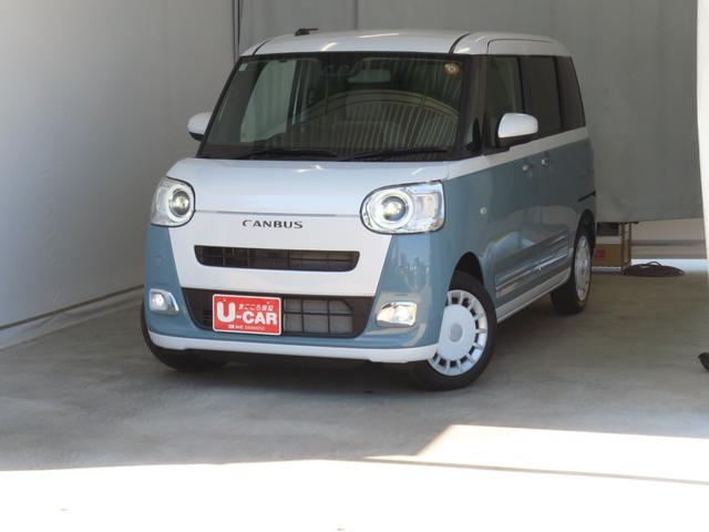 ムーヴキャンバスストライプスＧ　運転席・助手席シートヒーター　１年間無料保証電動パーキングブレーキ　コーナーセンサー　ＢＴ接続　電動格納ミラー　元試乗車　ＬＥＤヘットライト　地デジ　Ｐスタート　純正９型ディスプレイオーディオ　バックカメラ　ＨＤＭＩ接続　両側パワースライドドア（三重県）の中古車