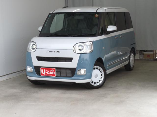 ムーヴキャンバスストライプスG 運転席・助手席シートヒーター 1年間無料保証電動格納ミラー 元試乗車 電動パーキングブレーキ コーナーセンサー BT接続LEDヘットライト 地デジ Pスタート バックカメラ 純正9型ディスプレイオーディオ HDMI接続 両側パワースライドドア(三重県)の中古車