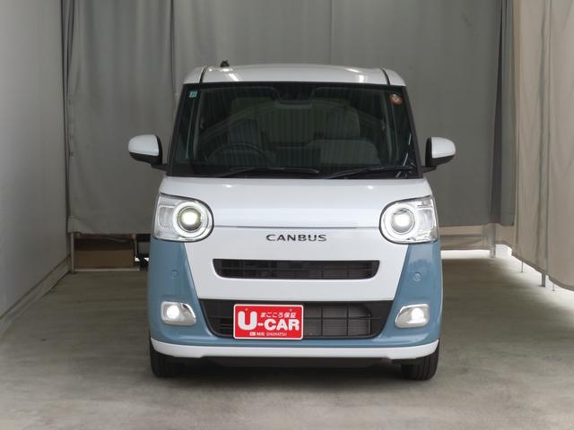 ムーヴキャンバスストライプスG 運転席・助手席シートヒーター 1年間無料保証電動格納ミラー 元試乗車 電動パーキングブレーキ コーナーセンサー BT接続LEDヘットライト 地デジ Pスタート バックカメラ 純正9型ディスプレイオーディオ HDMI接続 両側パワースライドドア(三重県)の中古車