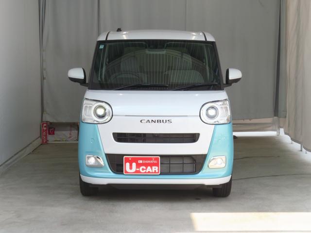 ムーヴキャンバスストライプスＧ　　届出済未使用車　キーフリー　１年間無料保証電動パーキングブレーキ　コーナーセンサー　電動格納ミラー　ＡＵＴＯライト　元試乗車　ＬＥＤヘットライト　Ｐスタート　レーンアシスト　パノラマカメラ　運転席・助手席シートヒーター　両側パワースライドドア（三重県）の中古車