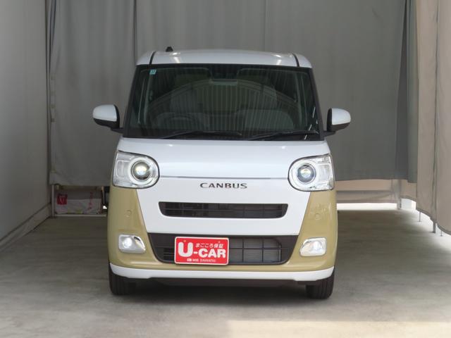 ムーヴキャンバスストライプスG 届出済未使用車 バックカメラ 1年間無料保証電動パーキングブレーキ コーナーセンサー BT接続 電動格納ミラー 元試乗車 LEDヘットライト 地デジ 純正9型ディスプレイオーディオ 運転席・助手席シートヒーター 両側パワースライドドア(三重県)の中古車