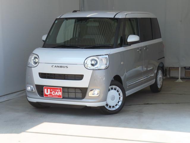 ムーヴキャンバスストライプスＧ　　届出済未使用車　キーフリー　１年間無料保証両側パワースライドドア　コーナーセンサー　バックカメラ　運転席・助手席シートヒーター　１オーナー車　電動格納式ドアミラー　電動パーキングブレーキ　アイドリングストップ機能　試乗車ＵＰ　車線逸脱警告（三重県）の中古車