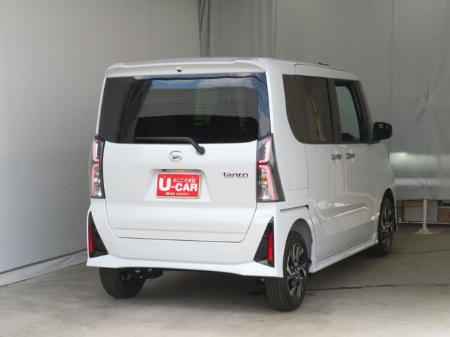 タントカスタムX 届出済未使用車 オートエアコン 1年間無料保証電動パーキングブレーキ コーナーセンサー 両側パワースライドドア 衝突回避支援ブレーキ 展示車 1オーナー 電動格納式ミラー シートヒーター LEDヘッドライト バックカメラ Aストップ キーフリー(三重県)の中古車
