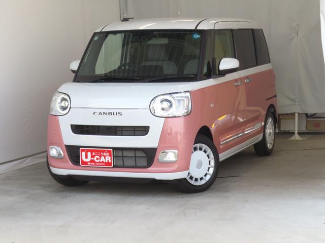 ムーヴキャンバスストライプスＧ　運転席・助手席シートヒーター　１年間無料保証電動パーキングブレーキ　コーナーセンサー　１オーナー　電動格納式ドアミラー　アイドリングストップ　試乗車ＵＰ　Ｓヒーター　プッシュスタート　ＡＢＳ　両側パワースライドドア　キーフリー　バックカメラ（三重県）の中古車