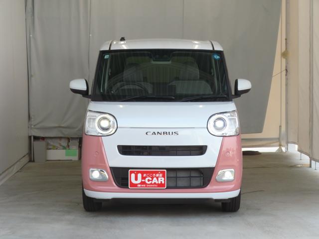 ムーヴキャンバスストライプスＧ　運転席・助手席シートヒーター　１年間無料保証電動パーキングブレーキ　コーナーセンサー　１オーナー　電動格納式ドアミラー　アイドリングストップ　試乗車ＵＰ　Ｓヒーター　プッシュスタート　ＡＢＳ　両側パワースライドドア　キーフリー　バックカメラ（三重県）の中古車