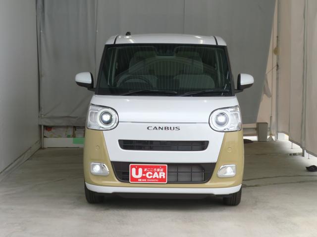 ムーヴキャンバス 中古車 ストライプスＧ　　届出済未使用車　キーフリー　１年間無料保証電動パーキングブレーキ　コーナーセンサー　バックカメラ　両側パワースライドドア　Ｉ−ＳＴＯＰ　試乗車ＵＰ　電格ミラー　ワンオーナー　運転席・助手席シートヒーター　衝突安全ボディ　ＬＥＤヘッドライト