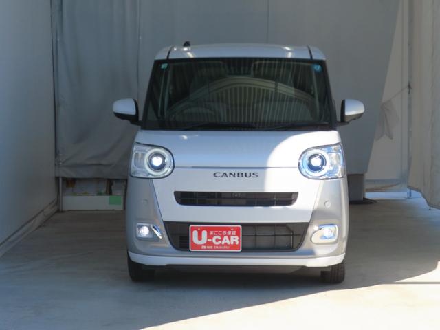 ムーヴキャンバス 中古車 ストライプスＧ　　パノラマカメラ　キーフリー　１年間無料保証電動パーキングブレーキ　コーナーセンサー　純正９型ディスプレイオーディオ　運転席・助手席シートヒーター　両側パワースライドドア　整備記録簿　地デジ　Ｂｌｕｅｔｏｏｔｈ　電動格納ミラー　元試乗車