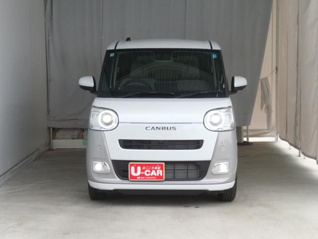 ムーヴキャンバス 中古車 ストライプスＧ　運転席・助手席シートヒーター　１年間無料保証電動パーキングブレーキ　コーナーセンサー　純正９型ディスプレイオーディオ　パノラマカメラ　キーフリー　ブルートゥース　元試乗車　電格ミラー　ＴＶ　ＬＥＤヘッドライト　点検記録簿　両側パワースライドドア