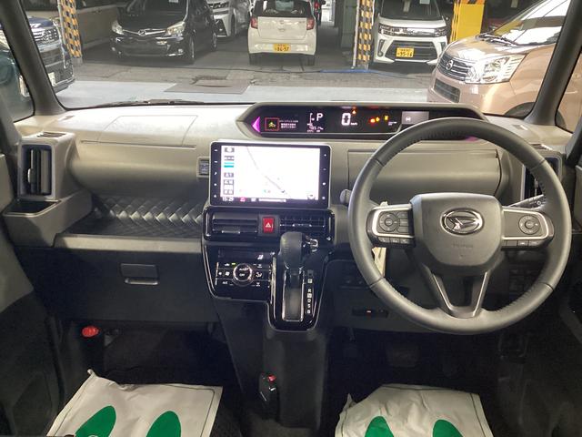 タントカスタムＲＳ衝突被害軽減ブレーキ　横滑り防止装置　オートハイビーム　アイドリングストップ　ステアリングスイッチ　オートライト　キーフリー　オートエアコン　ナビ　ドラレコ　パノラマカメラ　ＥＴＣ　マット　バイザー（岐阜県）の中古車