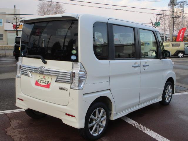 タントカスタムＸ　ＳＡII４ＷＤ　両側パワースライドドア　ダイハツ純正ナビ　バックモニター　リモコンエンジンスターター　ＬＥＤヘッドライト　オートライト　オートエアコン　キーフリーシステム　スマートアシスト　アルミホイール（北海道）の中古車
