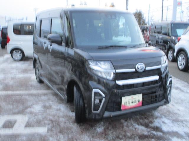 タントカスタムX4WD 両側パワースライドドア ダイハツ純正ナビ バックモニター リモコンエンジンスターター 運転席助手席シートヒーター LEDヘッドライト オートライト オートエアコン アイドリングストップ(北海道)の中古車