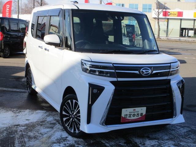 タントカスタムＲＳ４ＷＤ　ターボ　両側パワースライドドア　ＬＥＤヘッドライト　カーナビ　リモコンエンジンスターター　ＥＴＣ車載器　運転席助手席シートヒーター　前後コーナーセンサー　アイドリングストップ　アルミホイール（北海道）の中古車
