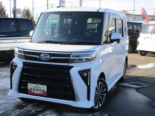 タントカスタムＲＳ４ＷＤ　ターボ　両側パワースライドドア　ＬＥＤヘッドライト　カーナビ　リモコンエンジンスターター　ＥＴＣ車載器　運転席助手席シートヒーター　前後コーナーセンサー　アイドリングストップ　アルミホイール（北海道）の中古車