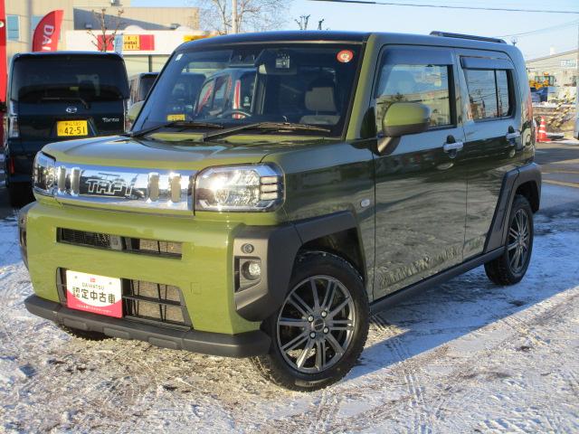 タフトＧ４ＷＤ　夏冬タイヤ　ガラスルーフ　ＬＥＤヘッドライト　オートライト　スマホ連携ディスプレイオーディオ　リモコンエンジンスターター　ドライブレコーダー　シートヒーター　前後コーナーセンサー（北海道）の中古車