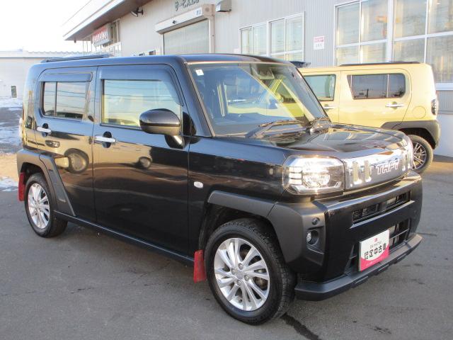 タフトGターボ4WD 夏冬タイヤ ガラスルーフ LEDヘッドライト オートライト DVDオーディオ バックモニター リモコンエンジンスターター 運転席助手席シートヒーター クルーズコントロール マッドフラップ(北海道)の中古車