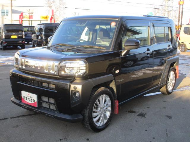 タフトGターボ4WD 夏冬タイヤ ガラスルーフ LEDヘッドライト オートライト DVDオーディオ バックモニター リモコンエンジンスターター 運転席助手席シートヒーター クルーズコントロール マッドフラップ(北海道)の中古車