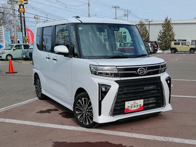 タントカスタムRS4WD 両側パワースライドドア LEDヘッドライト オートライト 運転席助手席シートヒーター オートエアコン 後席テーブル 前後コーナーセンサー アイドリングストップ アルミホイール オーディオレス(北海道)の中古車