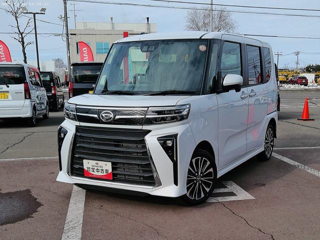 タントカスタムRS4WD 両側パワースライドドア LEDヘッドライト オートライト 運転席助手席シートヒーター オートエアコン 後席テーブル 前後コーナーセンサー アイドリングストップ アルミホイール オーディオレス(北海道)の中古車