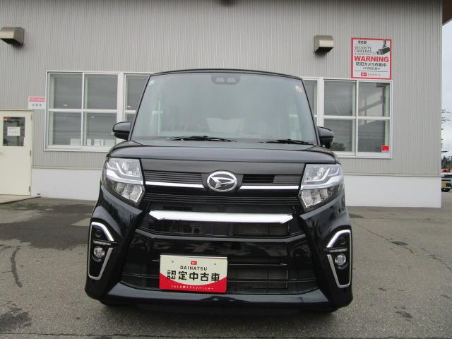 タントカスタムＲＳ４ＷＤ　両側パワースライドドア　ダイハツ純正ナビ　バックモニター　リモコンエンジンスターター　ＬＥＤヘッドライト　オートライト　オートエアコン　前後コーナーセンサー　アイドリングストップ（北海道）の中古車