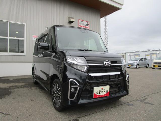 タントカスタムＲＳ４ＷＤ　両側パワースライドドア　ダイハツ純正ナビ　バックモニター　リモコンエンジンスターター　ＬＥＤヘッドライト　オートライト　オートエアコン　前後コーナーセンサー　アイドリングストップ（北海道）の中古車