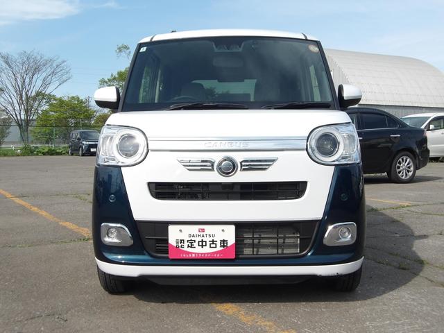 ムーヴキャンバスストライプスＧターボ４ＷＤ　スマートアシスト　夏冬タイヤ　両側パワースライドドア　ＬＥＤヘッドライト　オートライト　ダイハツ純正ナビ　ナビ連動ドライブレコーダー　リモコンエンジンスターター　運転席助手席シートヒーター（北海道）の中古車