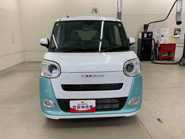 ムーヴキャンバスストライプスG 2WD 走行4937キロ9インチディスプレイオーディオ キーフリー LEDヘッドライト オートライト スマートアシスト シートヒーター 両側電動スライドドア バックカメラ プッシュボタンスタート 電動格納式ドアミラー(群馬県)の中古車