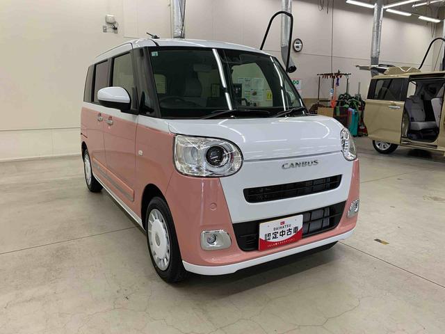 ムーヴキャンバスストライプスＧ　２ＷＤ両側電動スライドドア　運転席助手席シートヒーター　ＬＥＤヘッドライト　オートライト　スマートアシスト　オートエアコン　プッシュボタンスタート　電動格納ドアミラー　バックカメラ（群馬県）の中古車
