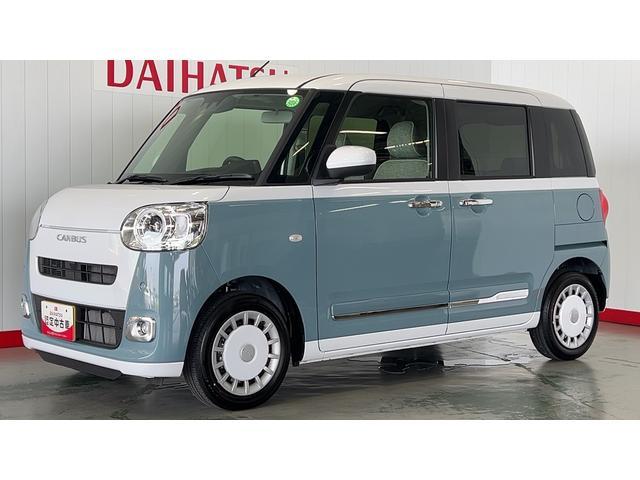 ムーヴキャンバスストライプスＧアイドリングストップ　ＬＥＤヘッドランプ　両側パワースライドドア　オートエアコン　シートヒーター　スマートキー　衝突被害軽減システム（茨城県）の中古車