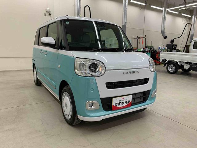 ムーヴキャンバスストライプスＧ　２ＷＤ両側電動スライドドア・ＬＥＤヘッドライト・オートライト・オートマチックハイビーム・プッシュスタートボタン・アイドリングストップ・シートヒーター・電動パーキングブレーキ・スマートアシスト（群馬県）の中古車