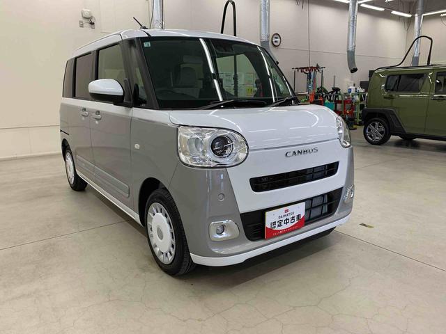 ムーヴキャンバスストライプスＧ　２ＷＤ　走行３８２４キロ運転席助手席シートヒーター　アイドリングストップ　ＬＥＤヘッドライト　スマートアシスト　両側電動スライドドア　プッシュボタンスタート　オートライト　電動格納式ドアミラー　スマートアシスト（群馬県）の中古車