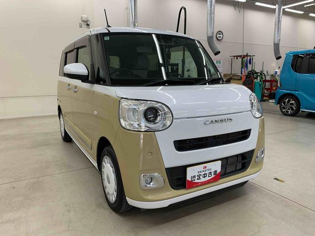 ムーヴキャンバスストライプスＧ　２ＷＤ　走行２６２５１キロ　ナビ　ドラレコ両側電動スライドドア　ナビ　ドライブレコーダー　ＬＥＤヘッドライト　シートヒーター　プッシュボタンスタート　スマートアシスト　オートライト　バックカメラ　キーフリー　電動パーキングブレーキ（群馬県）の中古車