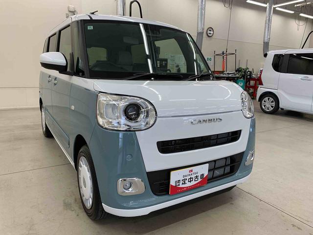 ムーヴキャンバスストライプスＧ　２ＷＤ２ＷＤ　ＣＶＴ　両側電動スライドドア　ＬＥＤヘッドライト　バックカメラ対応車　シートヒーター　スマートアシスト　衝突回避支援ブレーキ　プッシュボタンスタート　電動パーキングブレーキ　置きラクＢＯＸ（群馬県）の中古車