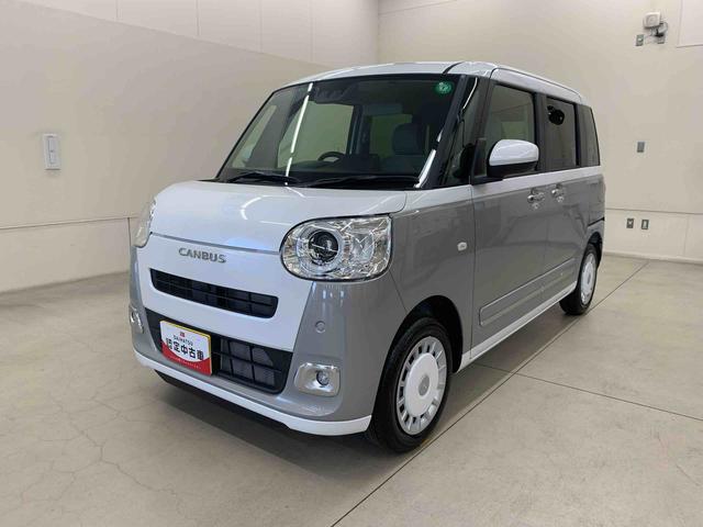ムーヴキャンバスストライプスＧ　２ＷＤ２ＷＤ　ＣＶＴ　両側電動スライドドア　ＬＥＤヘッドライト　バックカメラ対応車　シートヒーター　スマートアシスト　アイドリングストップ　ホッとカップホルダー　置きラクボックス　電動パーキングブレーキ（群馬県）の中古車