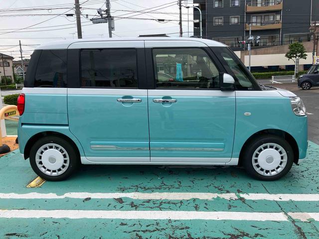 ムーヴキャンバスストライプスGターボ 届け出済み未使用車保証 新車保証・まごころ保証 1年間・走行距離無制限付き・両ドア電動スライドドア・LEDヘッドライト装備・シートヒーター装備(東京都)の中古車