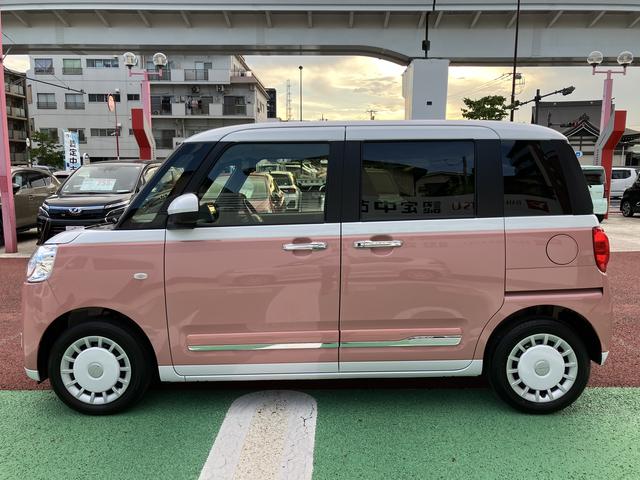 ムーヴキャンバスストライプスＧ　全周囲カメラ対応　両側電動スライドドア保証１年間・距離無制限付き　置き楽ボックス　ホッとカップホルダー　電動パーキングブレーキ　オートブレーキホールド機能　運転席シートリフト　パワーウィンドウ　キーフリー　ＣＤ　ＡＵＸ接続（東京都）の中古車