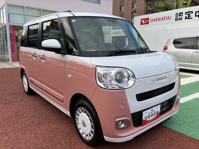ムーヴキャンバスストライプスＧ　全周囲カメラ対応　両側電動スライドドア保証１年間・距離無制限付き　置き楽ボックス　ホッとカップホルダー　電動パーキングブレーキ　オートブレーキホールド機能　運転席シートリフト　パワーウィンドウ　キーフリー　ＣＤ　ＡＵＸ接続（東京都）の中古車