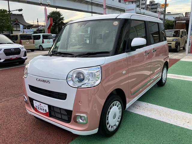 ムーヴキャンバスストライプスＧ　全周囲カメラ対応　両側電動スライドドア保証１年間・距離無制限付き　置き楽ボックス　ホッとカップホルダー　電動パーキングブレーキ　オートブレーキホールド機能　運転席シートリフト　パワーウィンドウ　キーフリー　ＣＤ　ＡＵＸ接続（東京都）の中古車