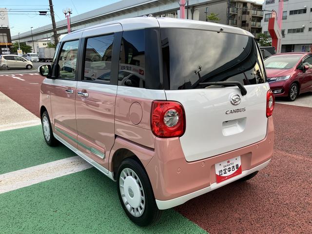 ムーヴキャンバスストライプスＧ　全周囲カメラ対応　両側電動スライドドア保証１年間・距離無制限付き　置き楽ボックス　ホッとカップホルダー　電動パーキングブレーキ　オートブレーキホールド機能　運転席シートリフト　パワーウィンドウ　キーフリー　ＣＤ　ＡＵＸ接続（東京都）の中古車