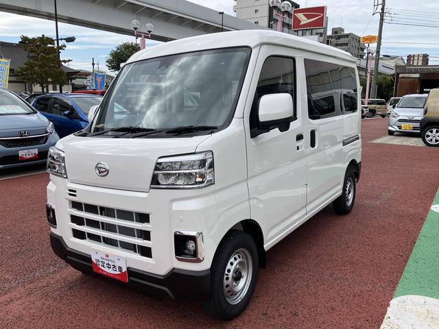 ハイゼットカーゴＤＸ　届出済み未使用車　ＬＥＤヘッドライト　キーフリー保証１年間・距離無制限付き　スライドドアイージークローザー　パワーウィンドウ　マニュアルエアコン　オーディオレス仕様　前後コーナーセンサー　最大積載量３５０Ｋｇ（東京都）の中古車