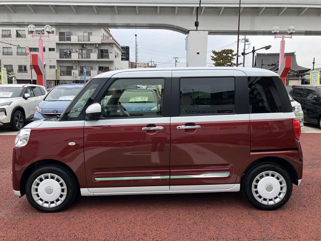 ムーヴキャンバスストライプスＧ　全周囲カメラ対応　両側電動スライドドア保証１年間・距離無制限付き　電動パーキングブレーキ　オートブレーキホールド機能　シートヒーター　ホッとカップホルダー　置き楽ボックス　パワーウィンドウ　キーフリー　前後コーナーセンサー（東京都）の中古車