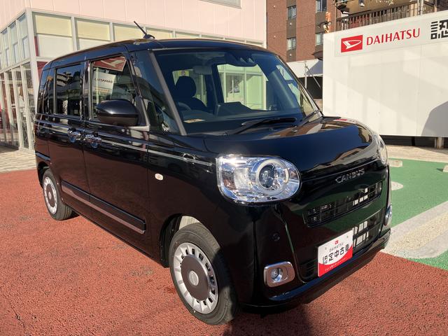 ムーヴキャンバスセオリーＧターボ　届け出済み未使用車　全周囲カメラ対応保証１年間・距離無制限付き　ホッとカップホルダー　置き楽ボックス　　　　　シートヒーター　電動パーキングブレーキ　オートブレーキホールド機能　前後コーナーセンサー　全車速追従機能付きＡＣＣ　キーフリー（東京都）の中古車