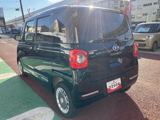 ムーヴキャンバスセオリーＧターボ　届け出済み未使用車　全周囲カメラ対応保証１年間・距離無制限付き　ホッとカップホルダー　置き楽ボックス　　　　　シートヒーター　電動パーキングブレーキ　オートブレーキホールド機能　前後コーナーセンサー　全車速追従機能付きＡＣＣ　キーフリー（東京都）の中古車