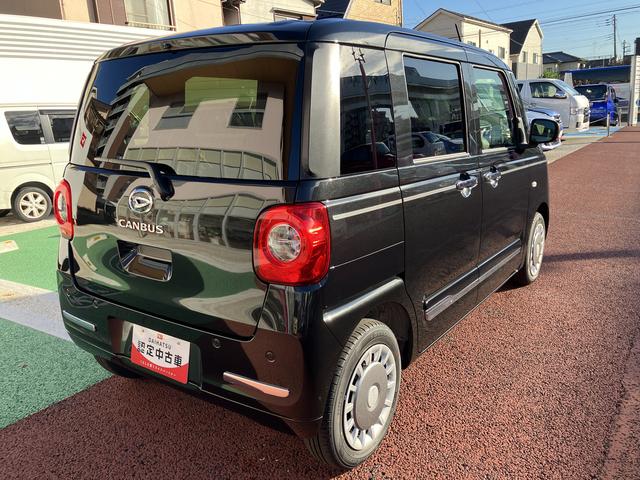 ムーヴキャンバスセオリーＧターボ　届け出済み未使用車　全周囲カメラ対応保証１年間・距離無制限付き　ホッとカップホルダー　置き楽ボックス　　　　　シートヒーター　電動パーキングブレーキ　オートブレーキホールド機能　前後コーナーセンサー　全車速追従機能付きＡＣＣ　キーフリー（東京都）の中古車