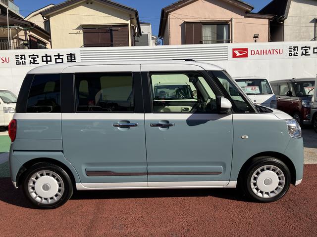 ムーヴキャンバスストライプスＧターボ　　純正７インチナビ　パノラマモニター保証１年間・距離無制限付き　ＥＴＣ　シートヒーター　前後コーナーセンサー　電動パーキングブレーキ　オートブレーキホールド機能　アダプティブクルーズコントロール　ＡＤＢ　両側電動スライドドア（東京都）の中古車