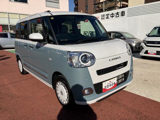 ムーヴキャンバスストライプスＧターボ　　純正７インチナビ　パノラマモニター保証１年間・距離無制限付き　ＥＴＣ　シートヒーター　前後コーナーセンサー　電動パーキングブレーキ　オートブレーキホールド機能　アダプティブクルーズコントロール　ＡＤＢ　両側電動スライドドア（東京都）の中古車