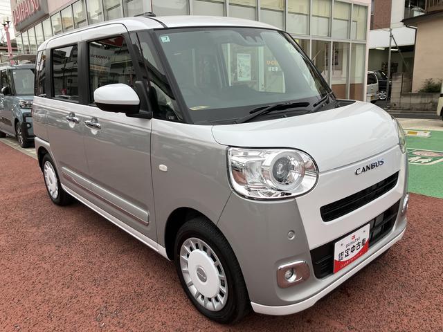 ムーヴキャンバスストライプスＧ　パノラマモニター仕様　シートヒーター保証１年間・距離無制限付き　ＣＤステレオ　電動パーキングブレーキ　オートブレーキホールド機能　ホッとカップホルダー　置き楽ボックス　ＡＤＢ　パワーウィンドウ　ＦＭ／ＡＭラジオ　キーフリー（東京都）の中古車