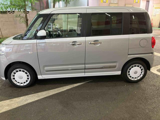 ムーヴキャンバスストライプスＧ　パノラマモニター　ＣＤチューナー保証　新車保証・まごころ保証　１年間・走行距離無制限付き　全方位カメラ　ＬＥＤヘッドランプ　ＬＥＤフォグランプ　前席シートヒーター　電動パーキングブレーキ　ホッとカップホルダー　両側電動スライドドア（東京都）の中古車