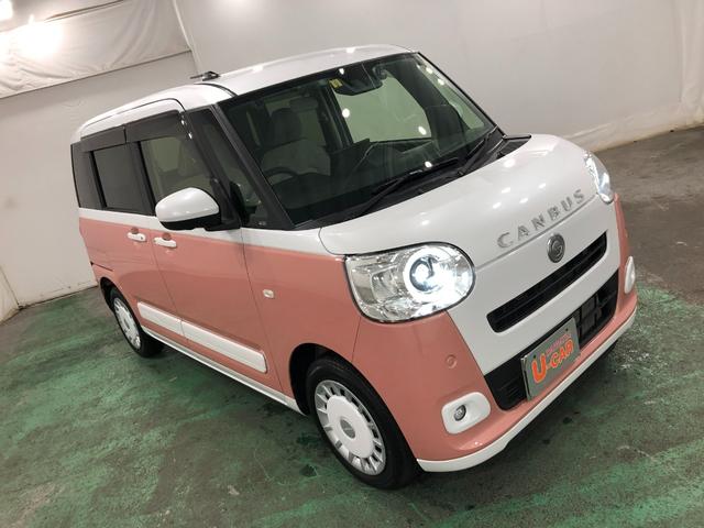 ムーヴキャンバスストライプスGターボ 走行16255キロ/純正ナビ/ドラレコ1年保証距離無制限 走行距離16255キロ 純正フルセグナビ パノラマモニター ドラレコ 純正マット サイドエアバッグ LEDヘッドランプ アイドリングストップ シートヒーター 両側電動スライドドア(東京都)の中古車