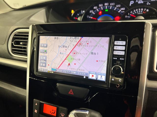 タントカスタムＸ　ＳＡ　走行８０７８０キロ／ナビ／オートライト一年保証・走行距離無制限走行８０７８０キロ　助手席エアバック　純正カーペットマット　フルセグナビ　ブルートゥース　オートライト　ＬＥＤヘッドライト　片側電動スライドドア（埼玉県）の中古車